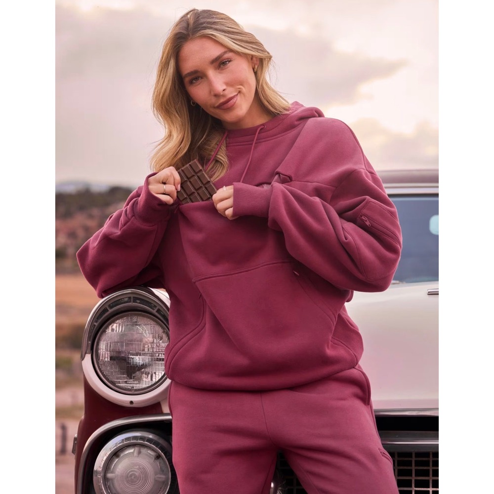 Comfrt Snak Hoodie Berry Pink Oversized Utility Sweatshirt CT087 Medium NWT